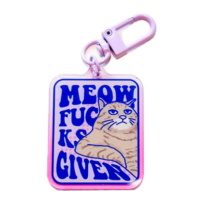 Meow Fucks Given Cat Acrylic Keychain Charm