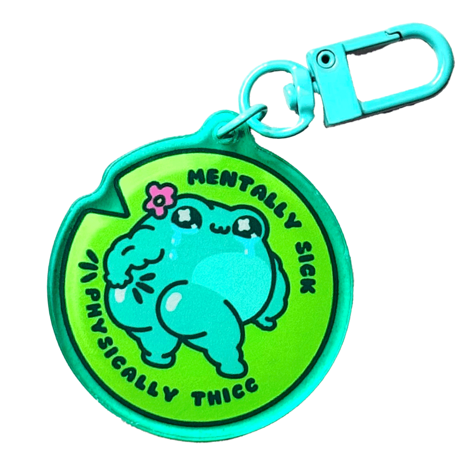 Pinbuds Charms & Keychains Physically Thicc Mentally sick muscle frog  acrylic charm keychain