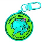 Physically Thicc Muscle Frog acrylic charm, designed in Sydney