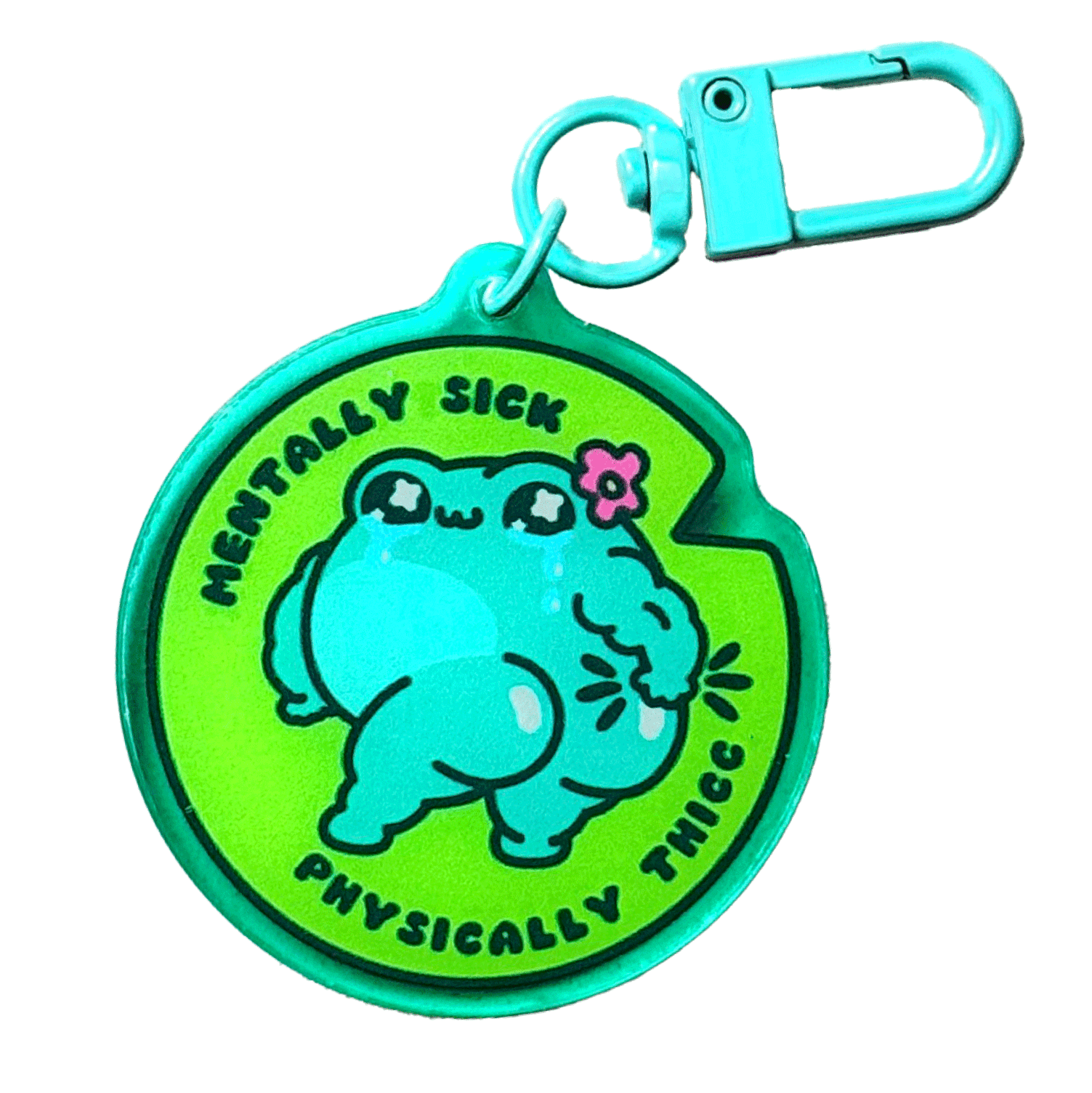 Pinbuds Charms & Keychains Physically Thicc Mentally sick muscle frog  acrylic charm keychain