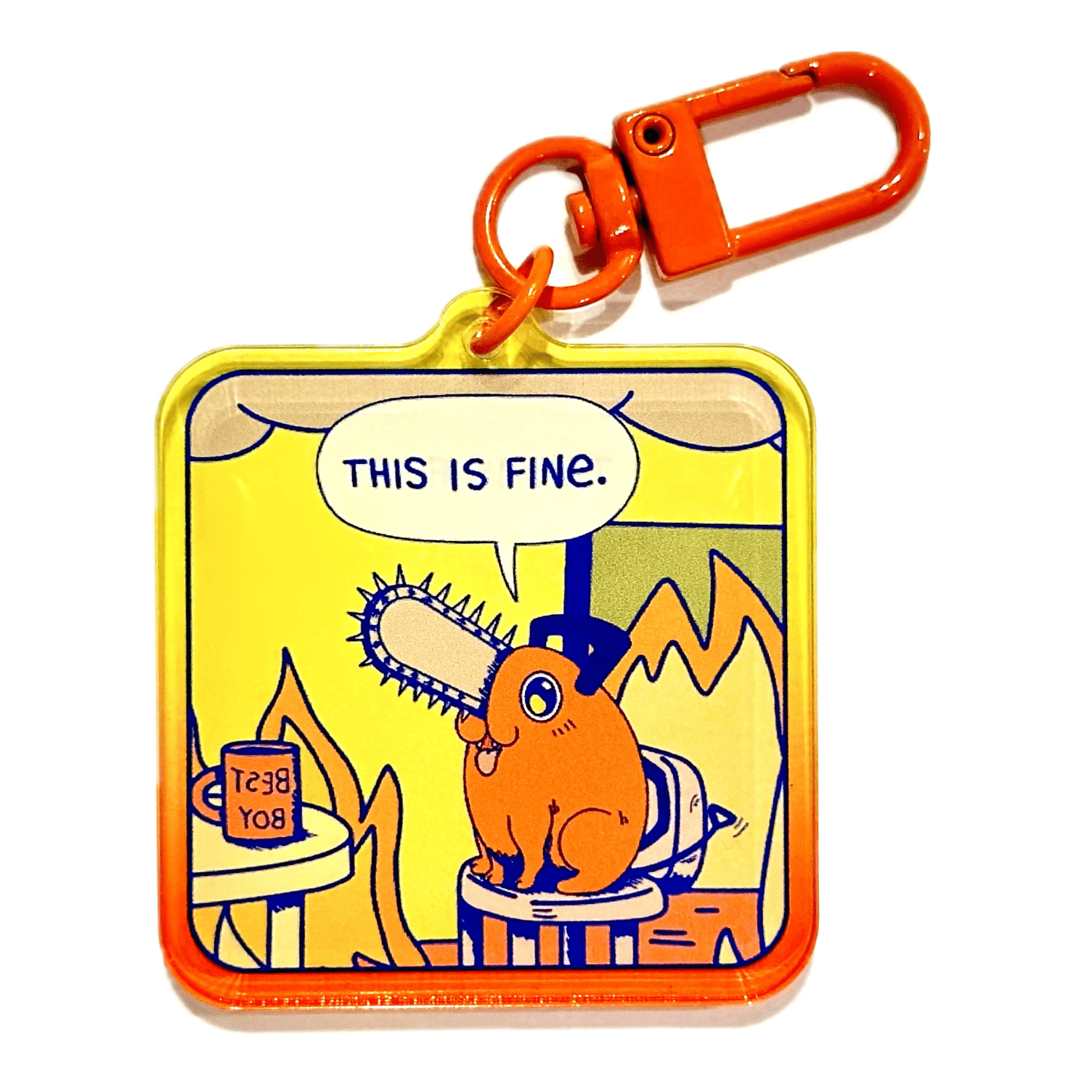 Pinbuds Charms & Keychains Pochita This is Fine Meme acrylic charm keychain