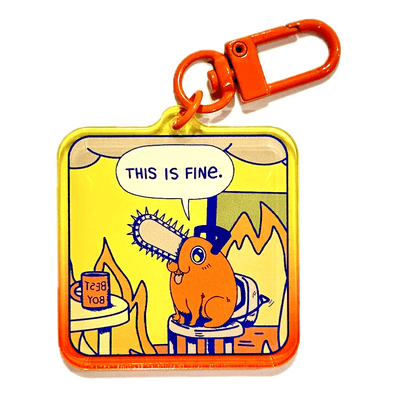 Pochita This is Fine Meme acrylic charm keychain