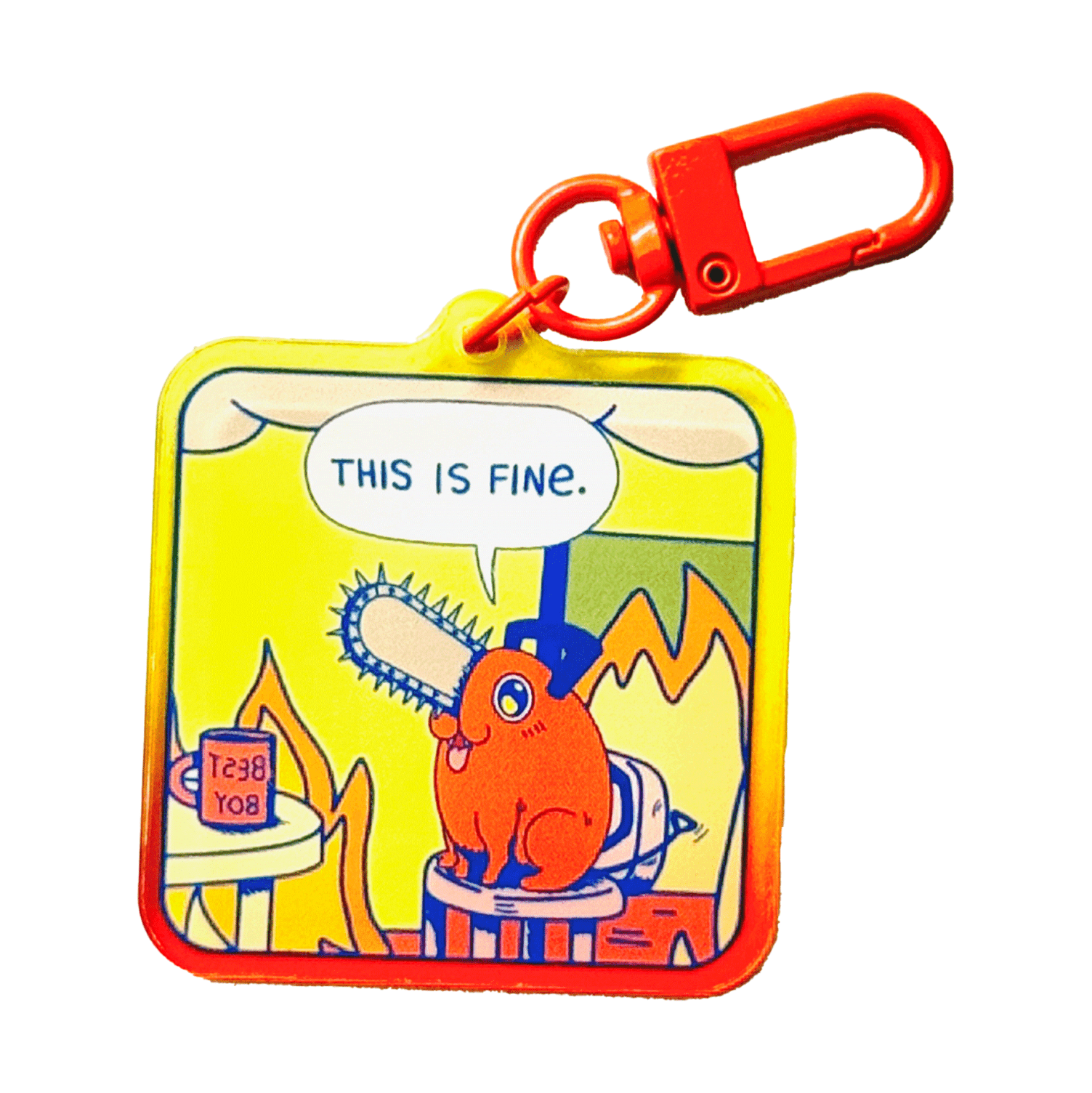 Pinbuds Charms & Keychains Pochita This is Fine Meme acrylic charm keychain