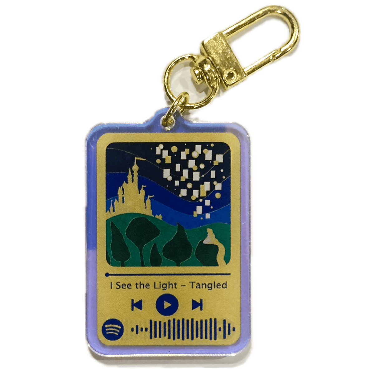 See the light tangled (spotify code scannable) acrylic charm by Pinbuds