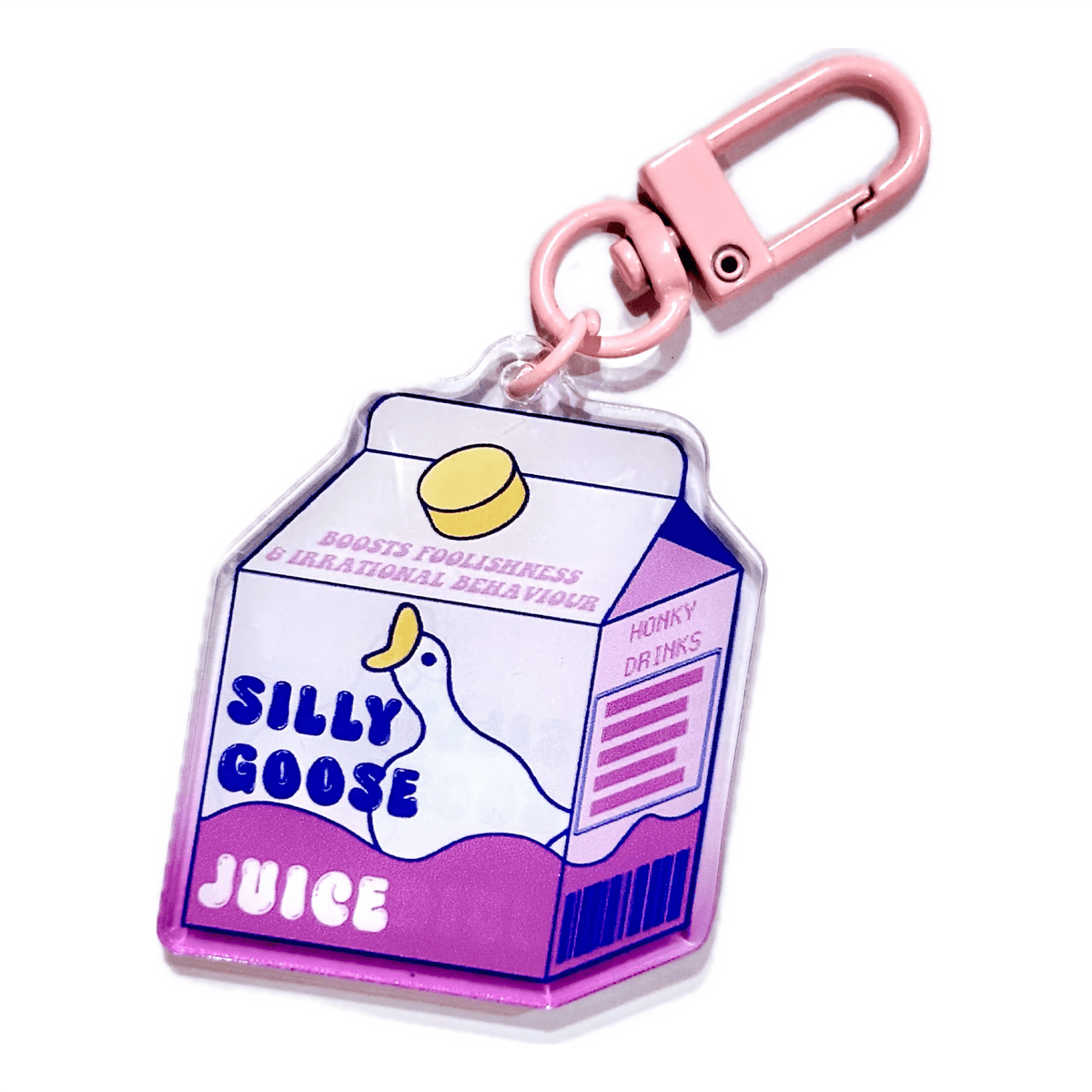 Silly Goose Juice Box acrylic charm by Pinbuds