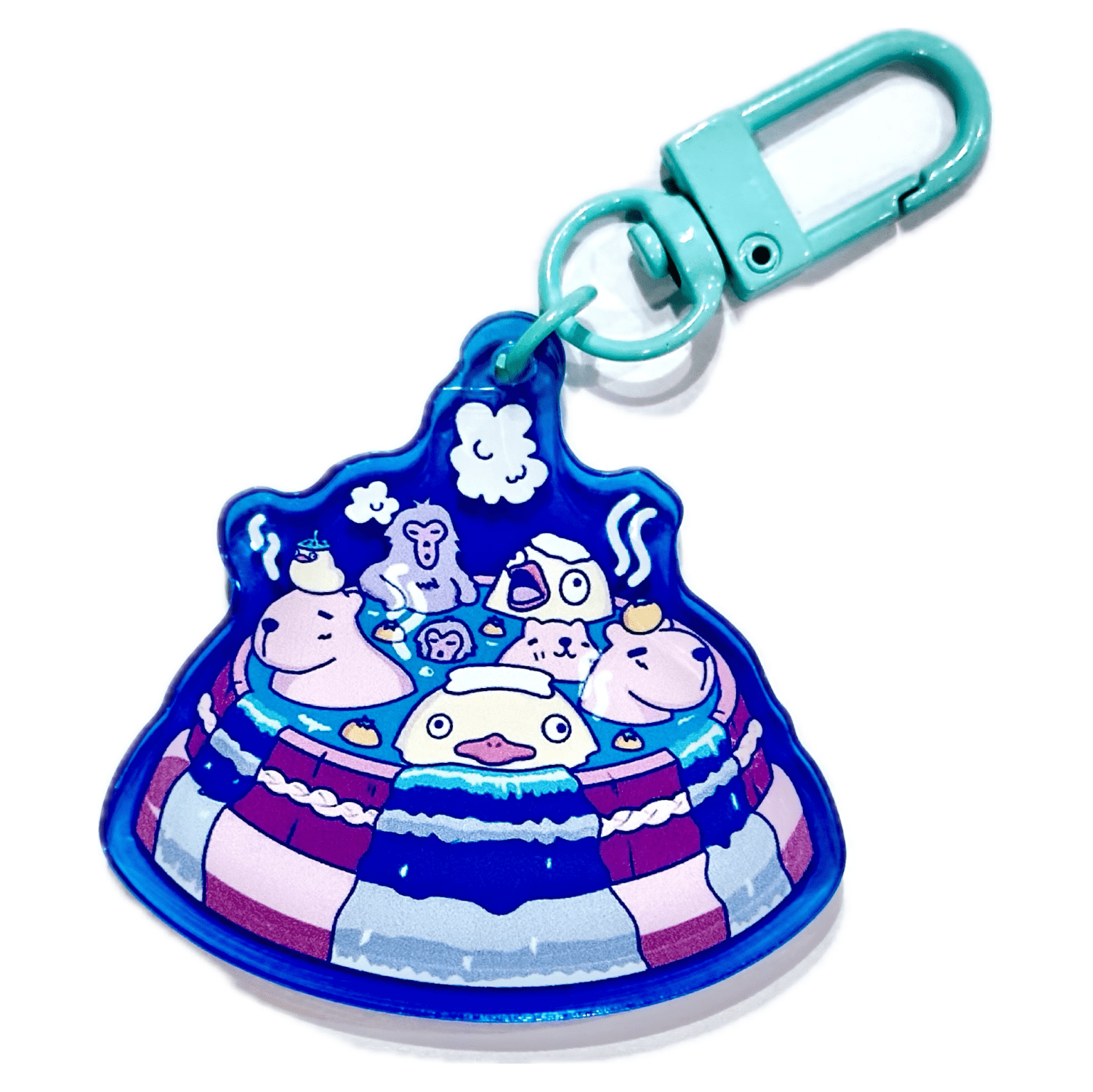 Pinbuds Charms & Keychains Spirited Onsen with Ducks, capybara and Snow monkeys acrylic charm keychain