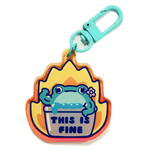 This Is Fine Frog acrylic charm by Pinbuds