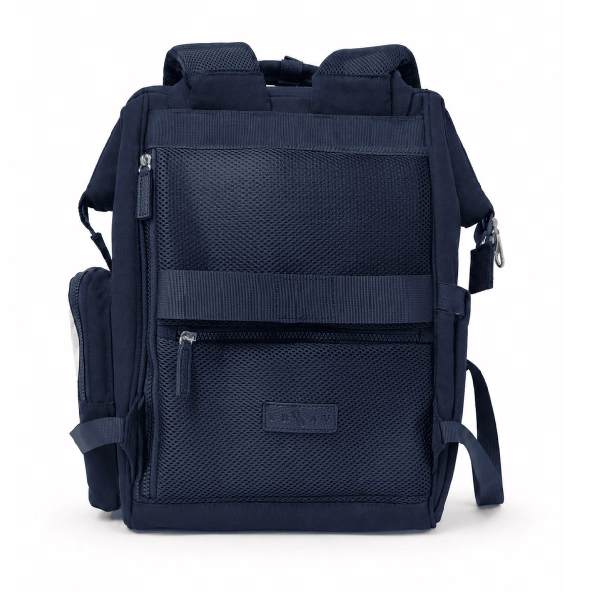 Dual Window ITA backpack 15", navy: back view, breathable mesh back panel and the luggage pass-through
