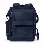 Dual Window ITA backpack 15", navy: back view, breathable mesh back panel and the luggage pass-through