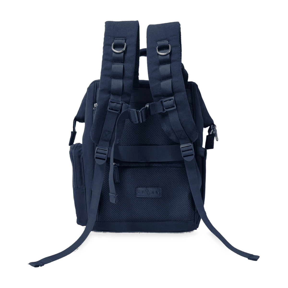 Dual Window ITA backpack 15", navy: back view with the padded backpack straps out