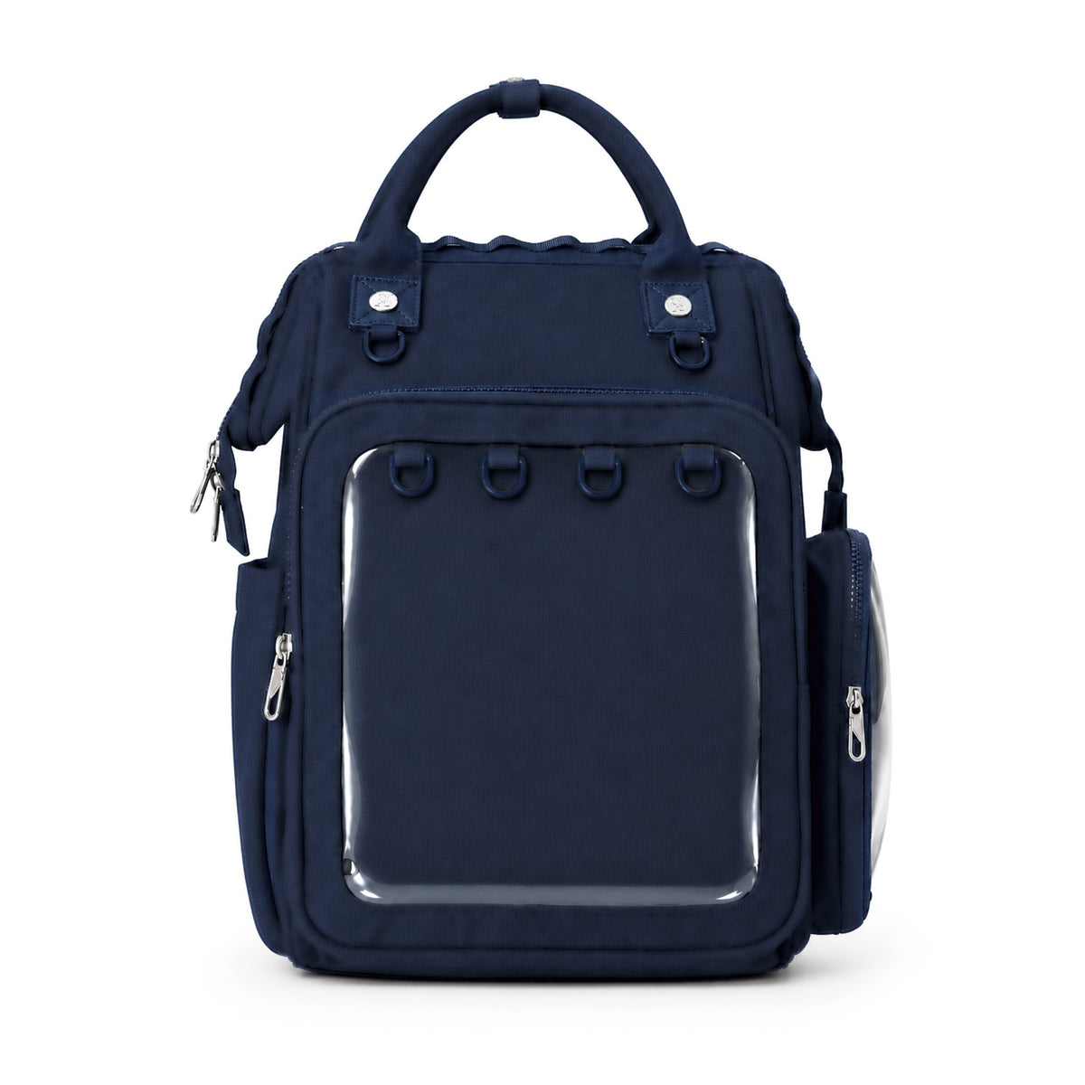 Dual Window ITA backpack 15", navy: front view, empty front window with four D-rings along the top