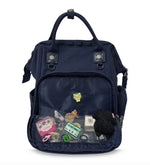 Dual Window ITA backpack 15", navy: front window open, D-rings along the window edge