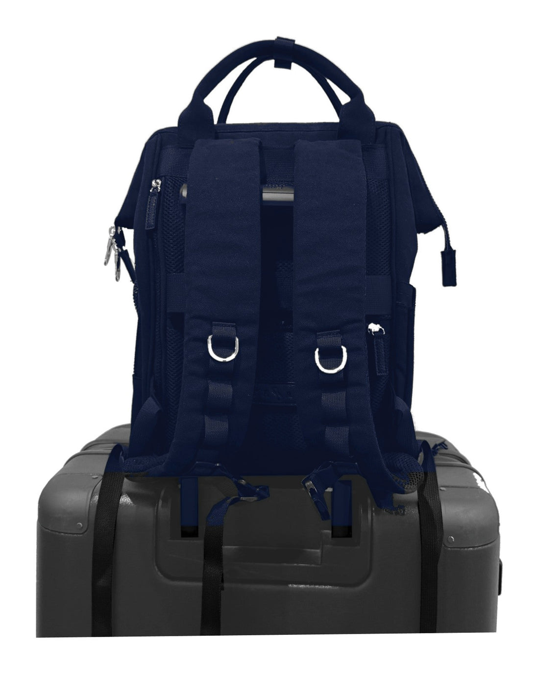 Everyday ITA Bag: 15" Anti-Theft Canvas Laptop Backpack + 2 Pin Inserts - front window full of pins
