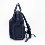 Dual Window ITA backpack 15", navy: side view, empty side display window with its D-ring clasp