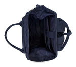 Dual Window ITA backpack 15", navy: top opened wide, laptop sleeve and inside pockets