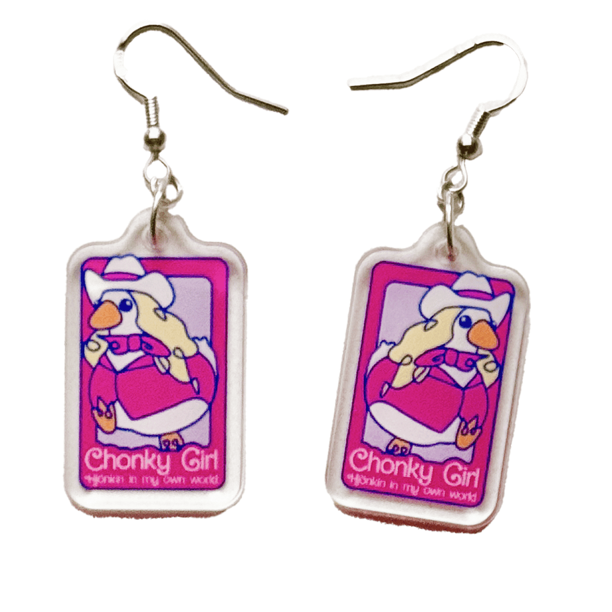 Chonky Girl Hjonkin Goose acrylic earrings by Pinbuds