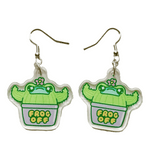 Frog Off acrylic earrings by Pinbuds