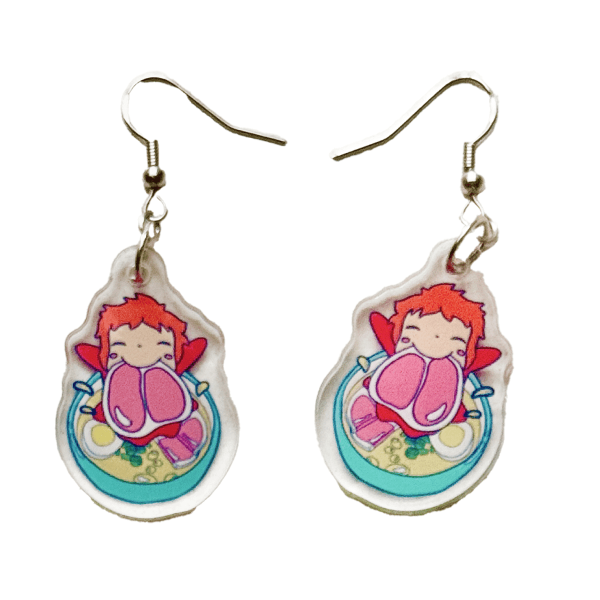 Ponyo wants ham acrylic earrings pair acrylic earrings by Pinbuds