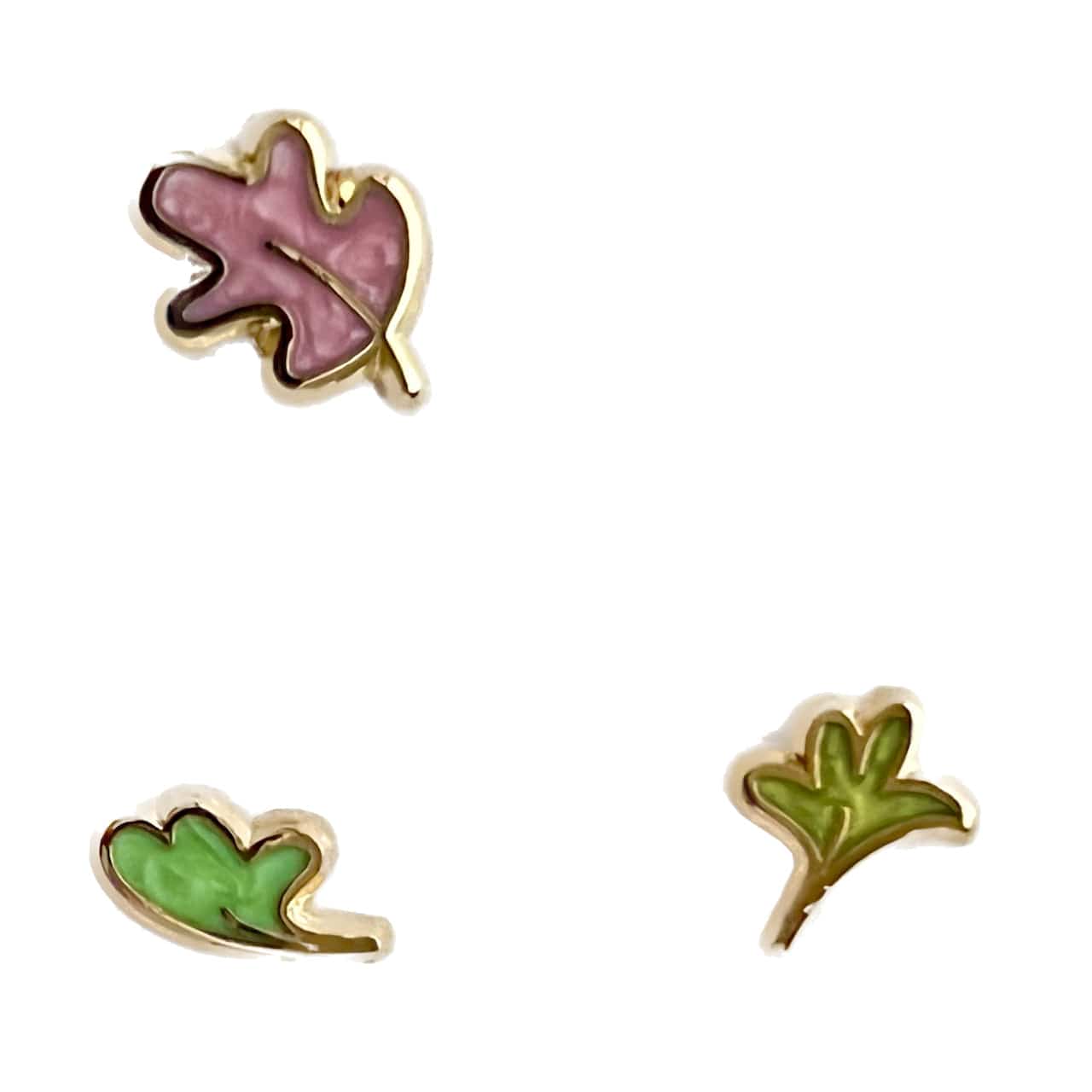 pinbuds Enamel pin 3 Leaf Pin set (pink + green + lime) Heartstopper Leaves Pins