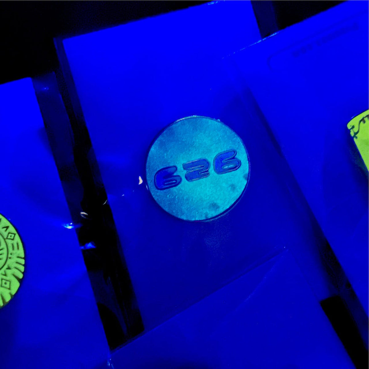626 Orb Glow enamel pin, hard enamel