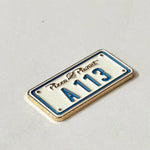 A113 License Plate Easter Egg enamel pin, gold plating