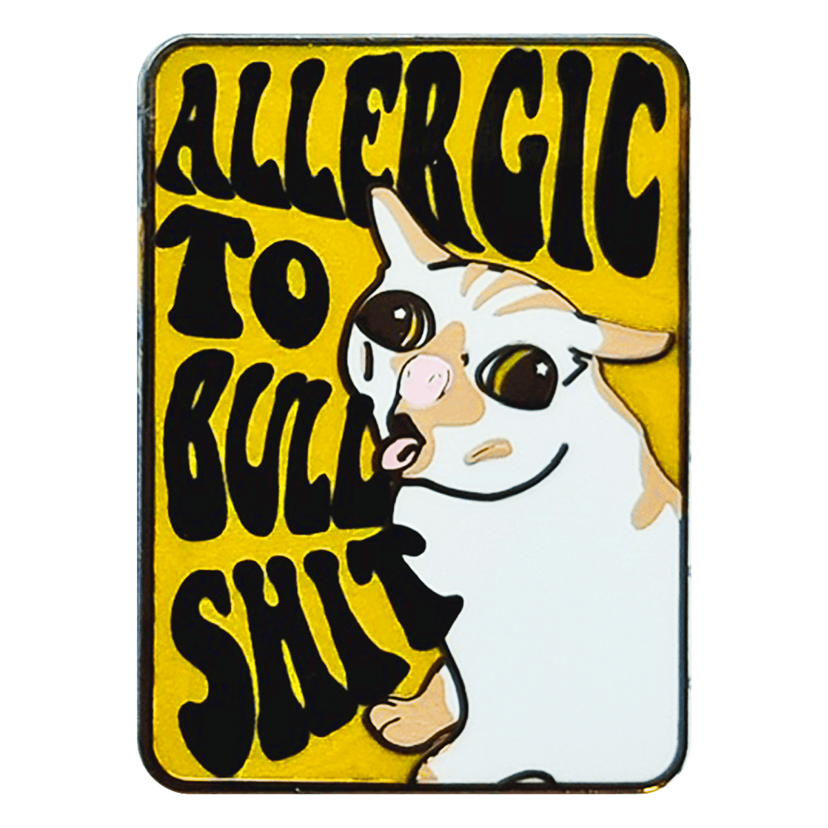 Allergic to Bullshit Coughing Cat enamel pin by Pinbuds