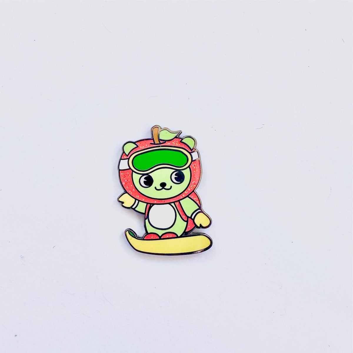 Apple Boy Mascot enamel pin, black plating