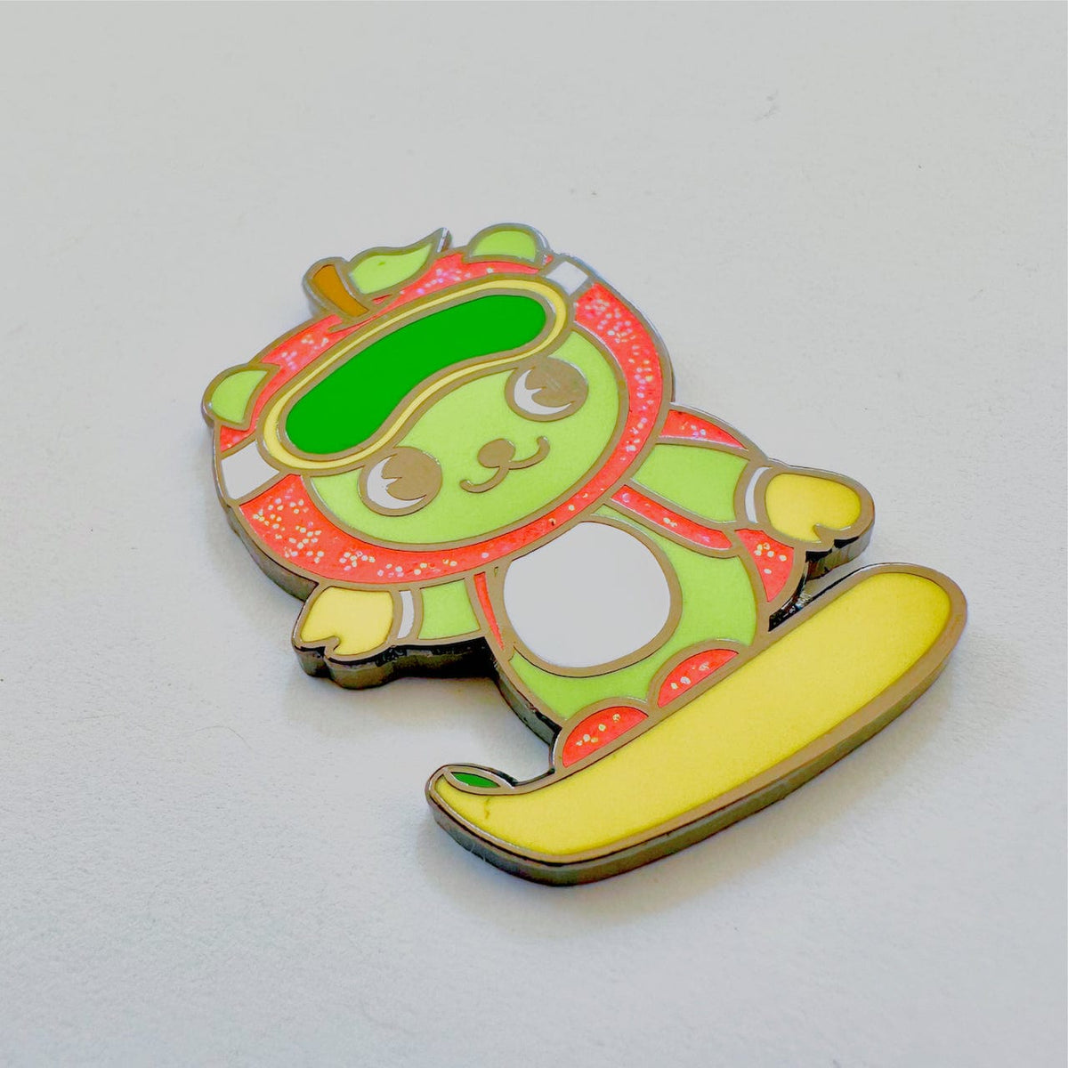 Apple Boy Mascot enamel pin, hard enamel
