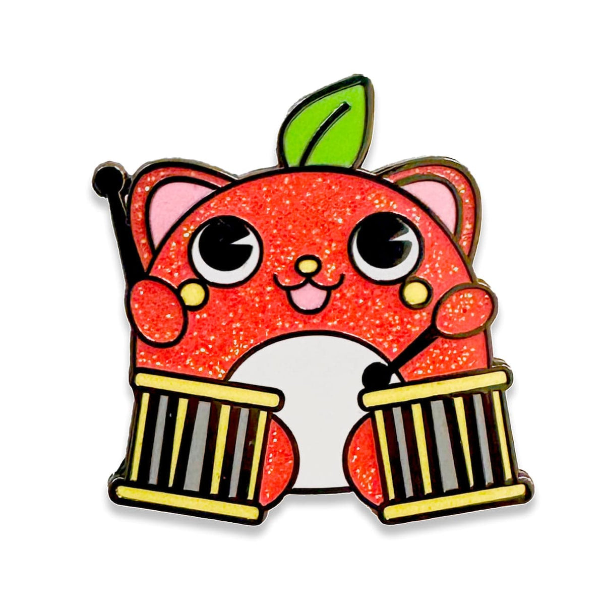 Apple Drummer Bear Mascot enamel pin by Pinbuds