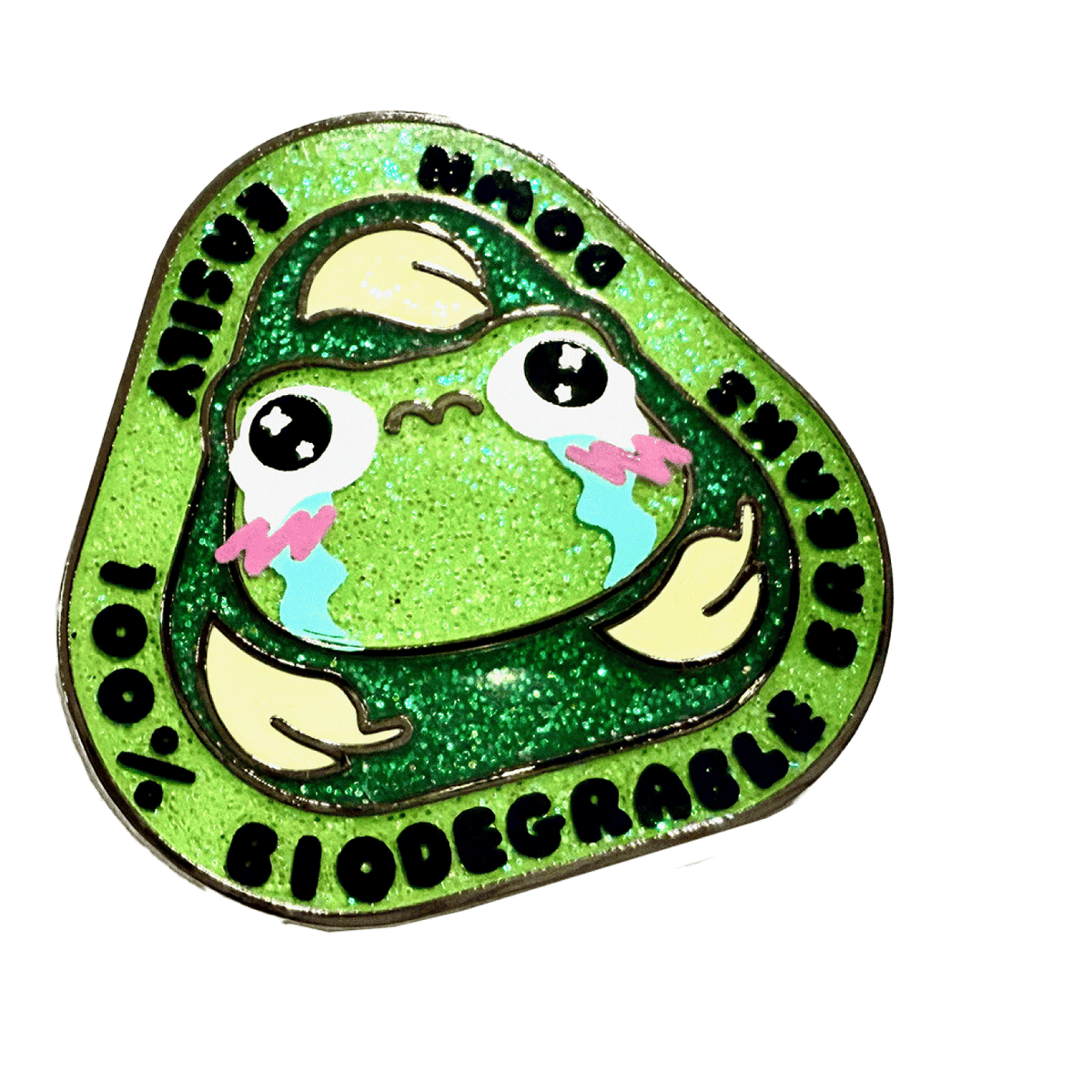Biodegradable Frog enamel pin, black plating