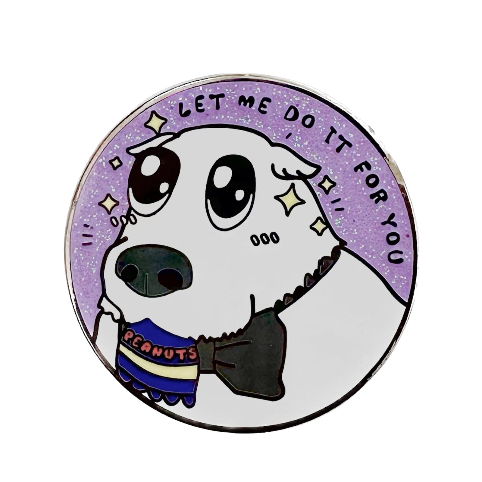 Pinbuds Enamel pin Borzoi Bond pin featuring meme quote "Let me do it for you" (Mashup of Borzoi meme & Bond from Spy x family) glitter pin