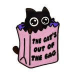 Cat’s Out of the Bag Hard Enamel Pin with Pearlescent Effect enamel pin by Pinbuds