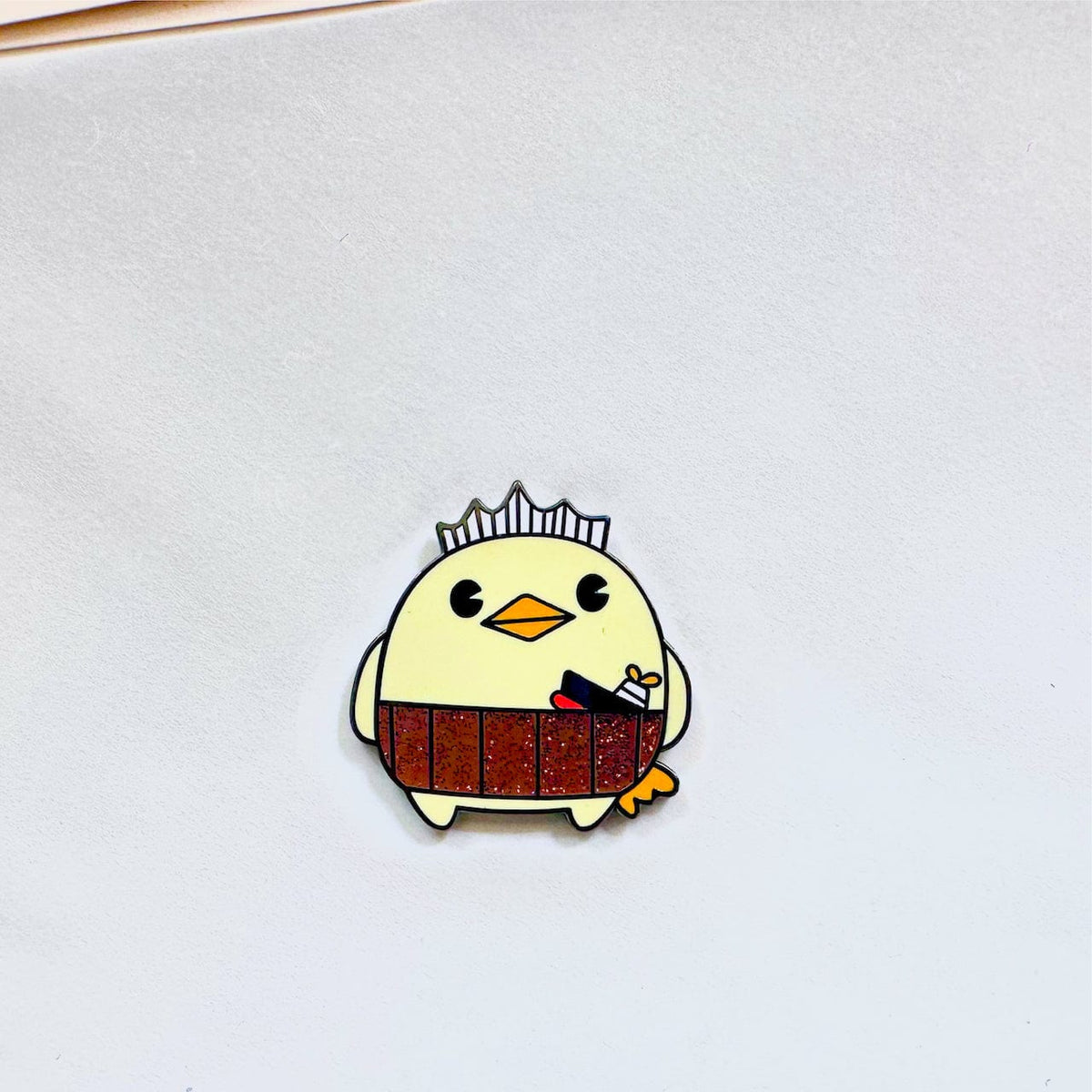 Chicken Sailor Mascot enamel pin, black plating