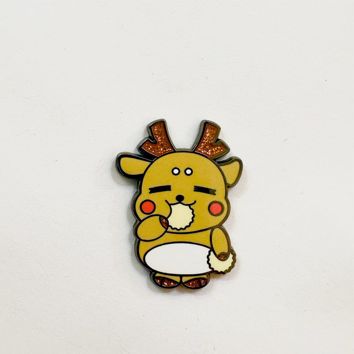 Cookie Deer Mascot enamel pin, black plating