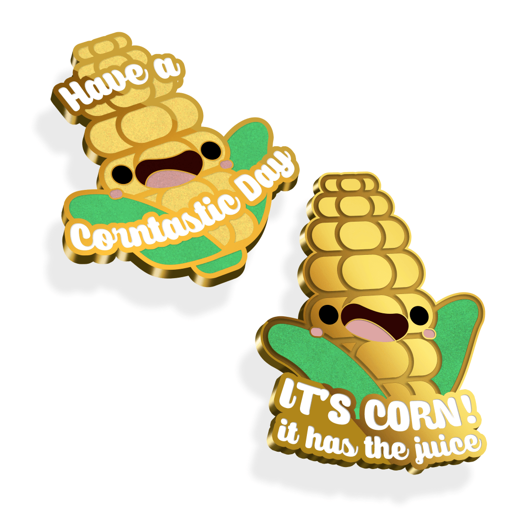 pinbuds Enamel pin Corn 2 pin set Corntastic Day pin