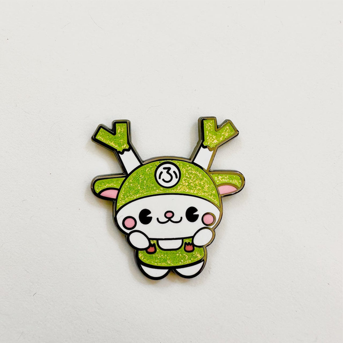Deer Dog pin - Fukuchan from Saitama prefecture enamel pin, black plating