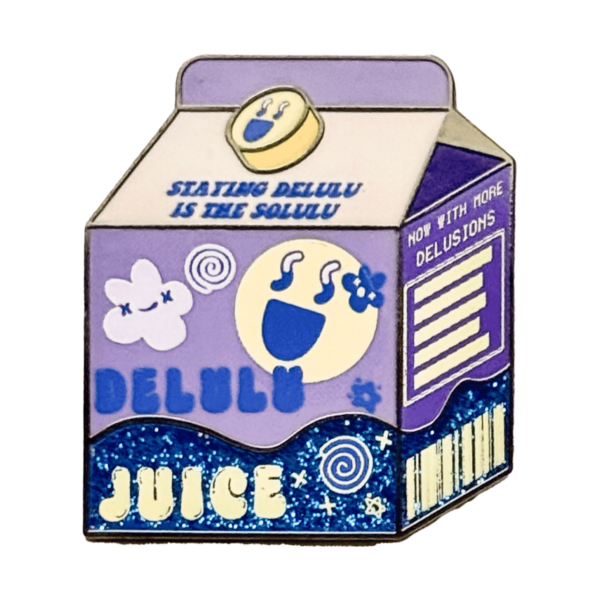 Delulu Juice enamel pin by Pinbuds