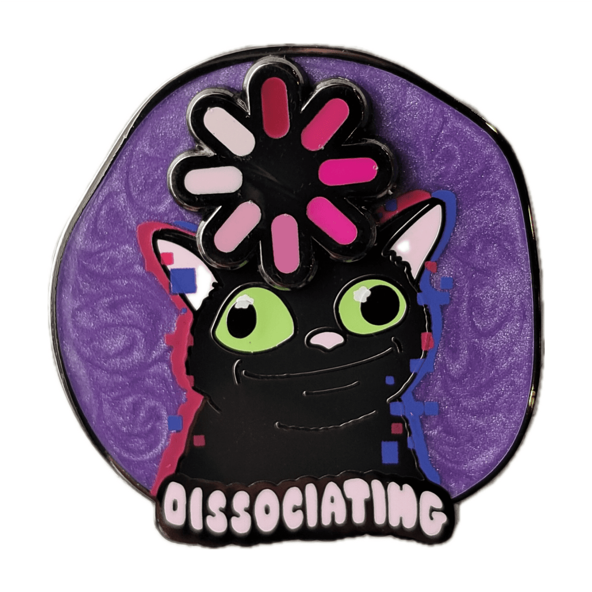 Dissociating Cat Spinner enamel pin by Pinbuds