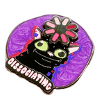 Dissociating Cat Spinner enamel pin, designed in Sydney