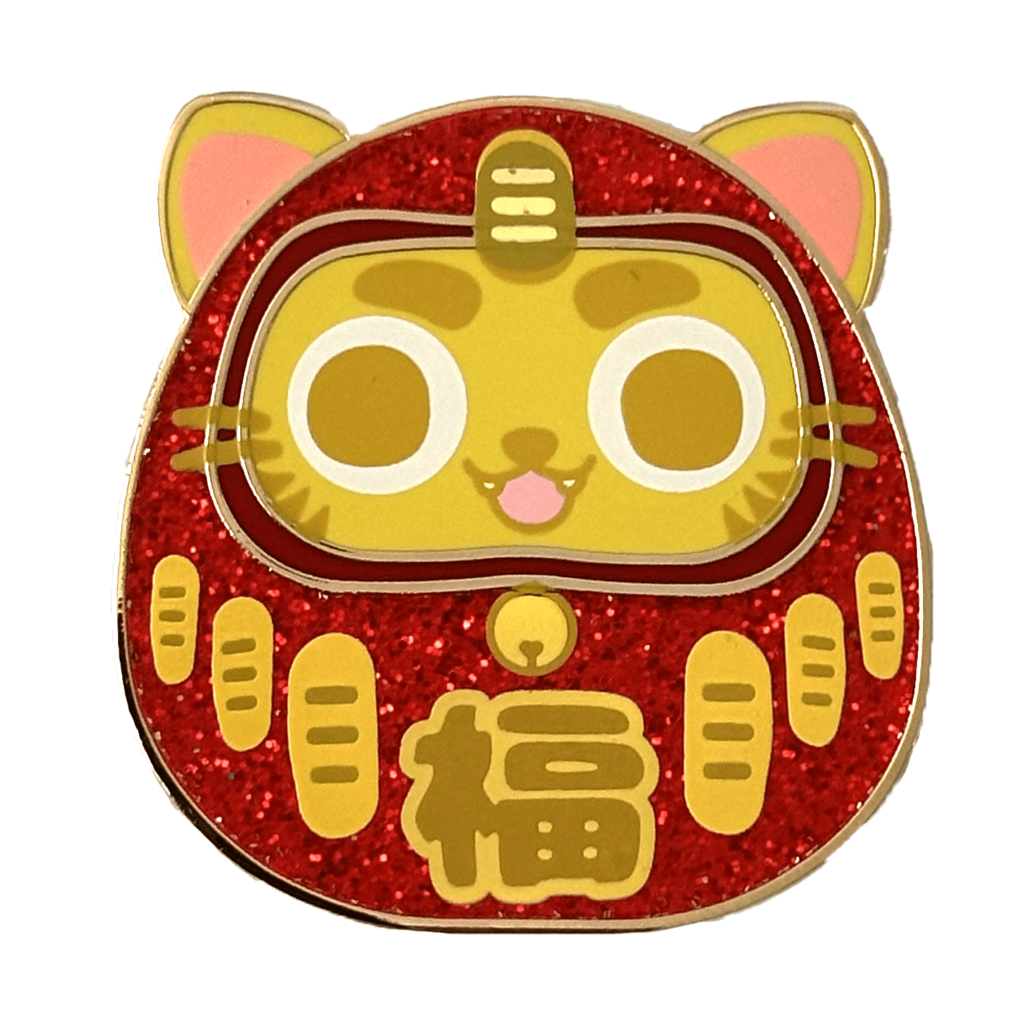 Pinbuds Enamel pin Double Good Luck Cat Maneki Neko Daruma Pin