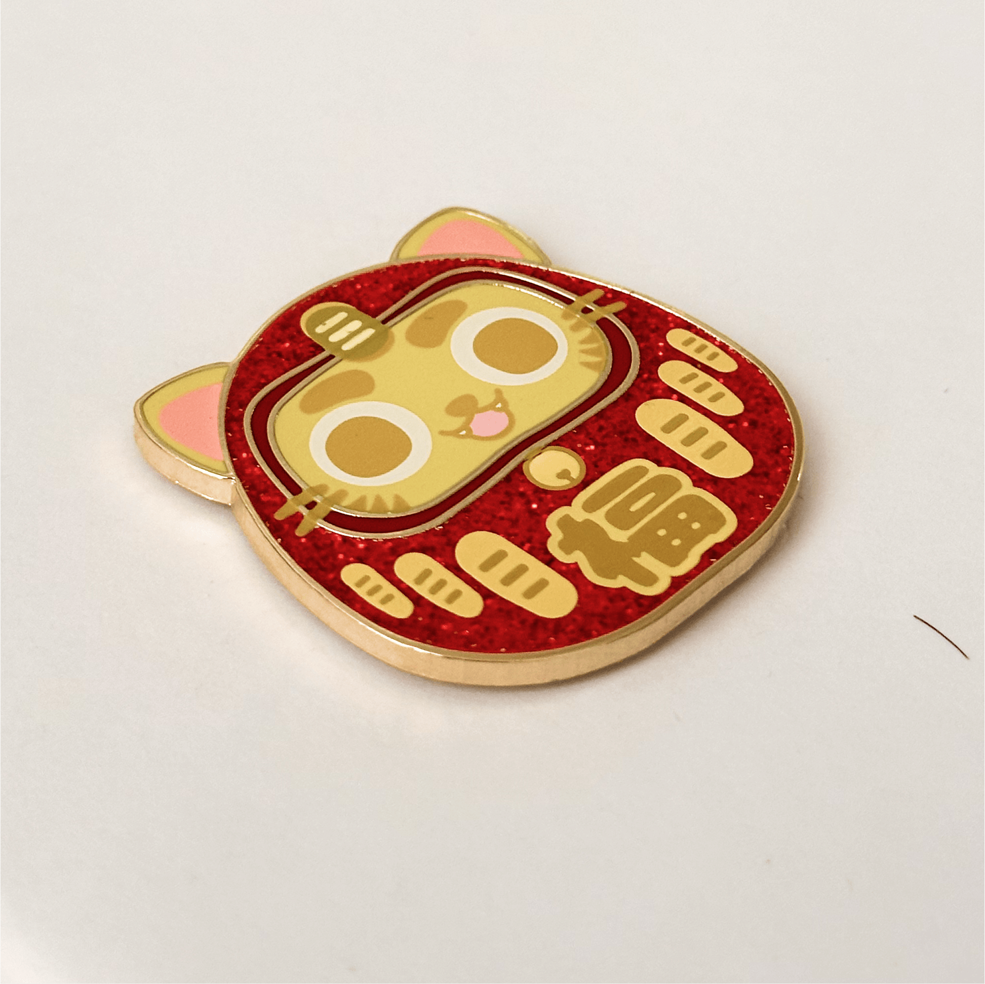 Pinbuds Enamel pin Double Good Luck Cat Maneki Neko Daruma Pin