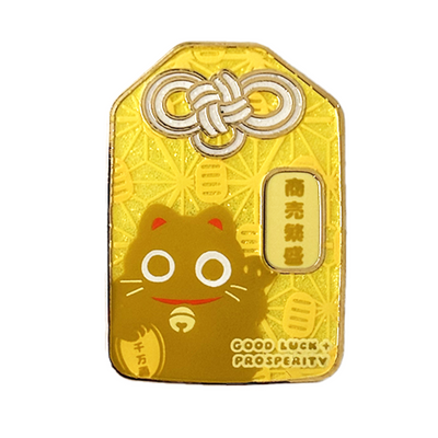 Double Good Luck Maneki Neko Omamori Pin