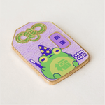 Double Good Luck Frog Omamori enamel pin, gold plating