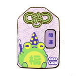 Double Good Luck Frog Omamori enamel pin by Pinbuds