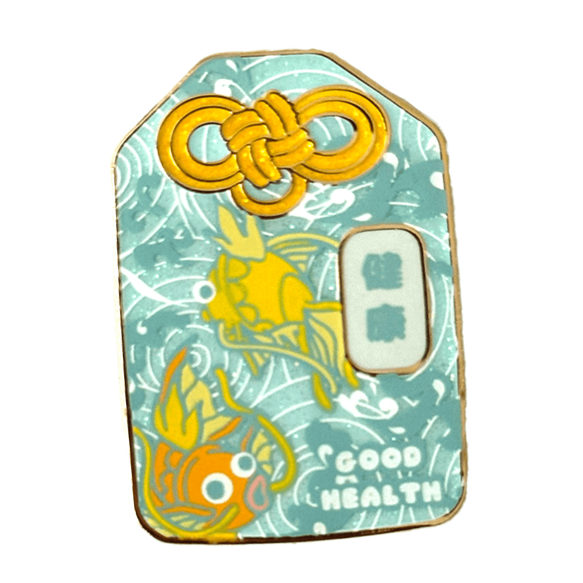 Double Good Luck Koi Omamori enamel pin by Pinbuds