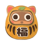 Double Good Luck Tanuki Daruma enamel pin by Pinbuds