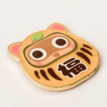 Double Good Luck Tanuki Daruma enamel pin, gold plating