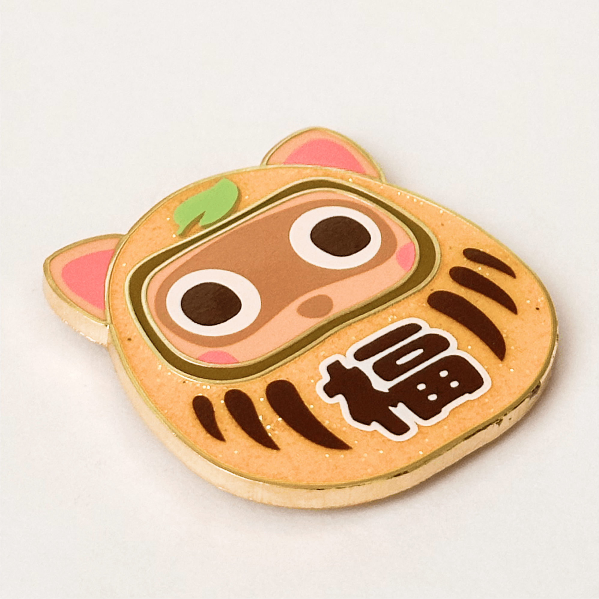 Pinbuds Enamel pin Double Good Luck Tanuki Daruma Pin