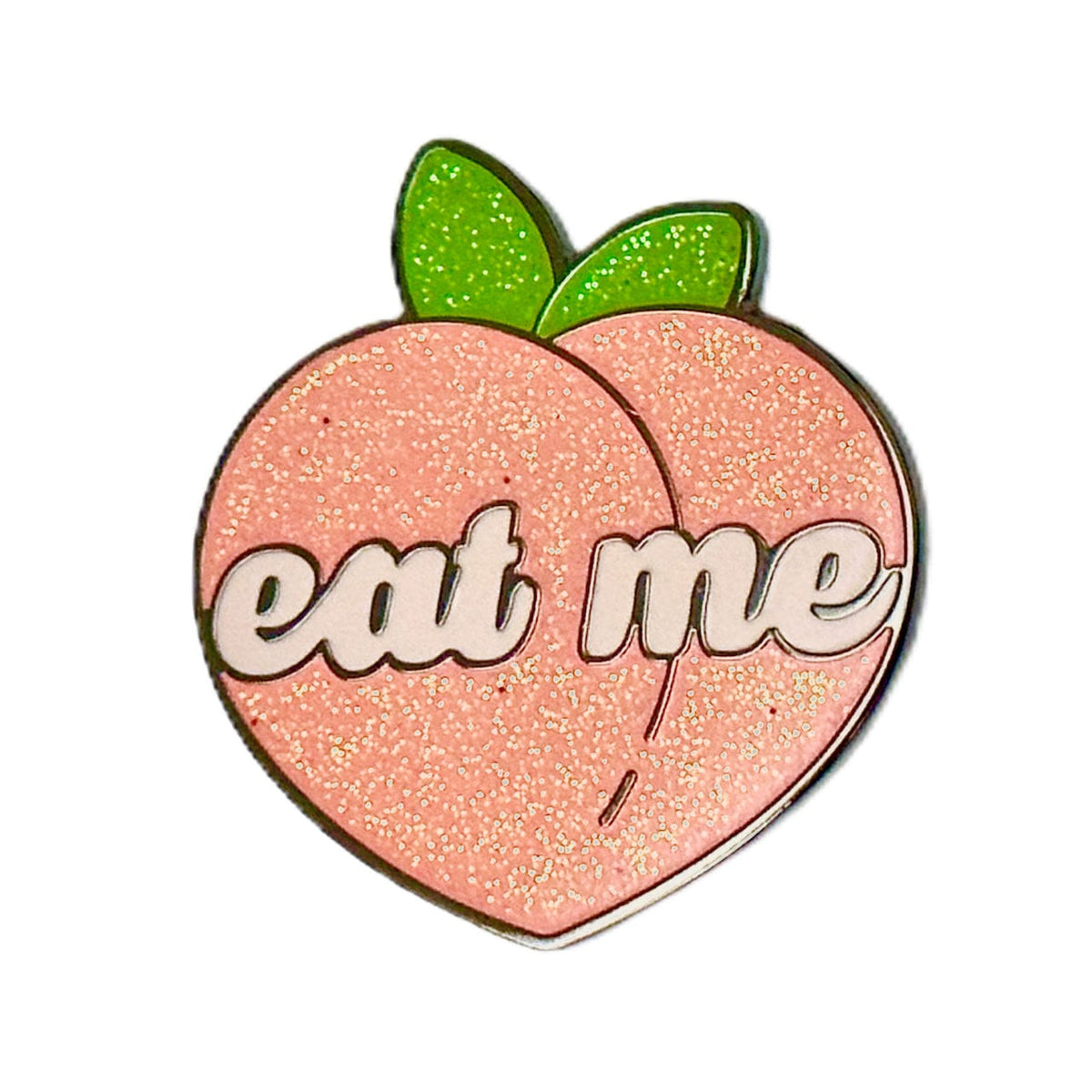Eat Me Peach enamel pin by Pinbuds