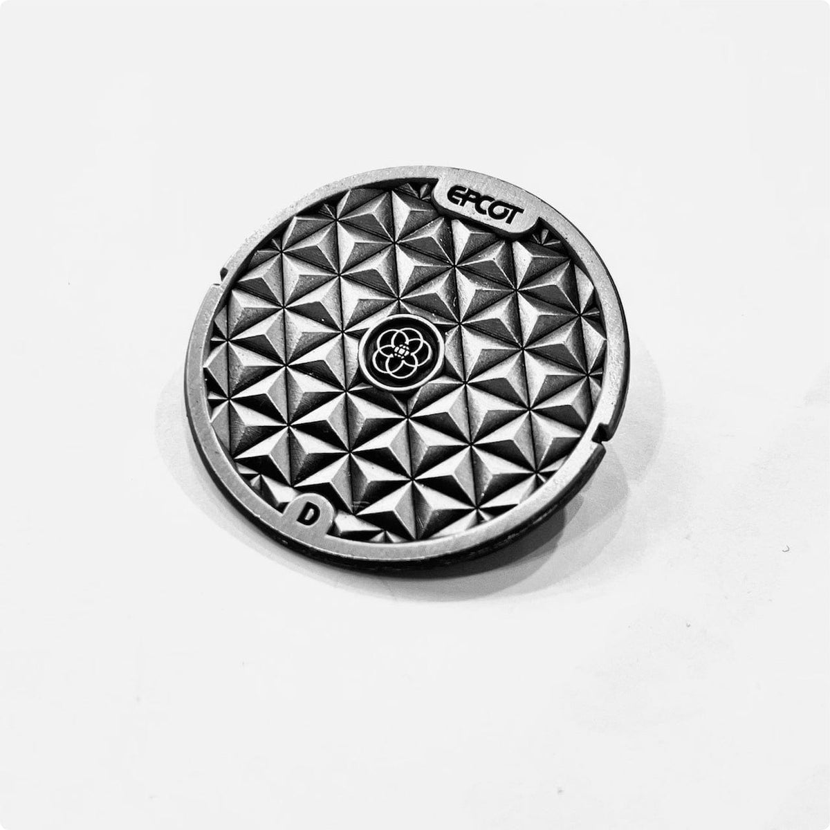 Epcot Manhole enamel pin, silver plating